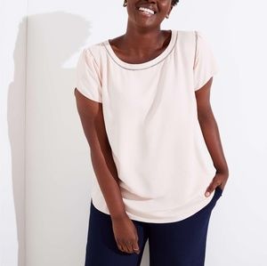 LOFT Plus Pink Cutout Button Back Top